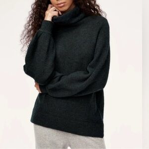 Babaton Alpaca Merino Blend Deep Green Turtleneck Sweater XS Oversized Adichie